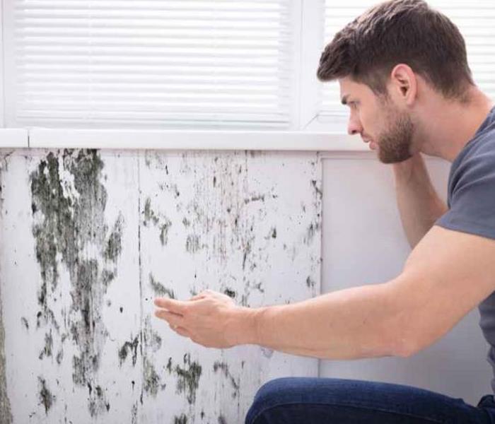 A man calling someone about the mold in his home